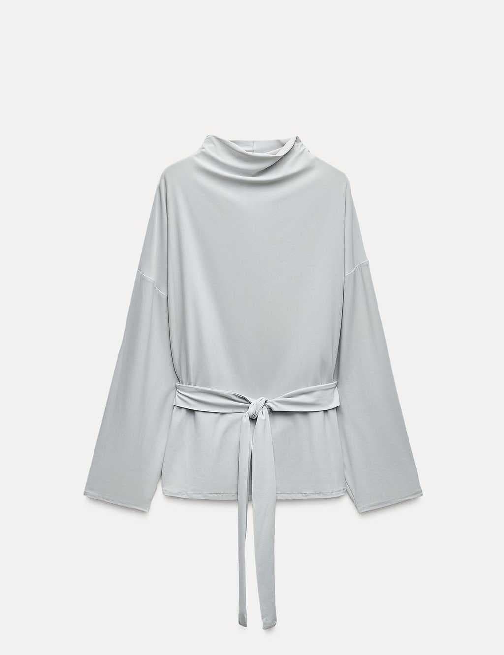 DRAPED BELTED TOP S Ice